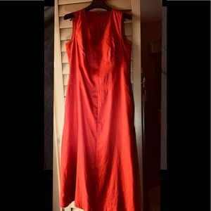 Beautiful Maxi Red Linen Dress, Size 12